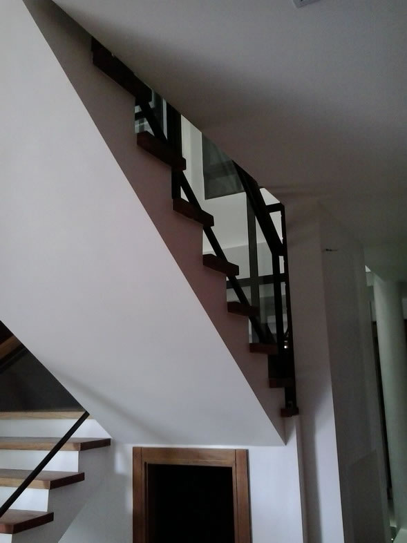 Stair Clear Tempered Glass with Wrought Iron Frame