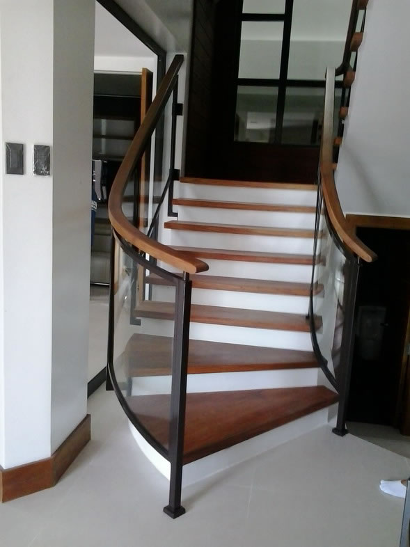 Stair Clear Tempered Glass with Wrought Iron Frame