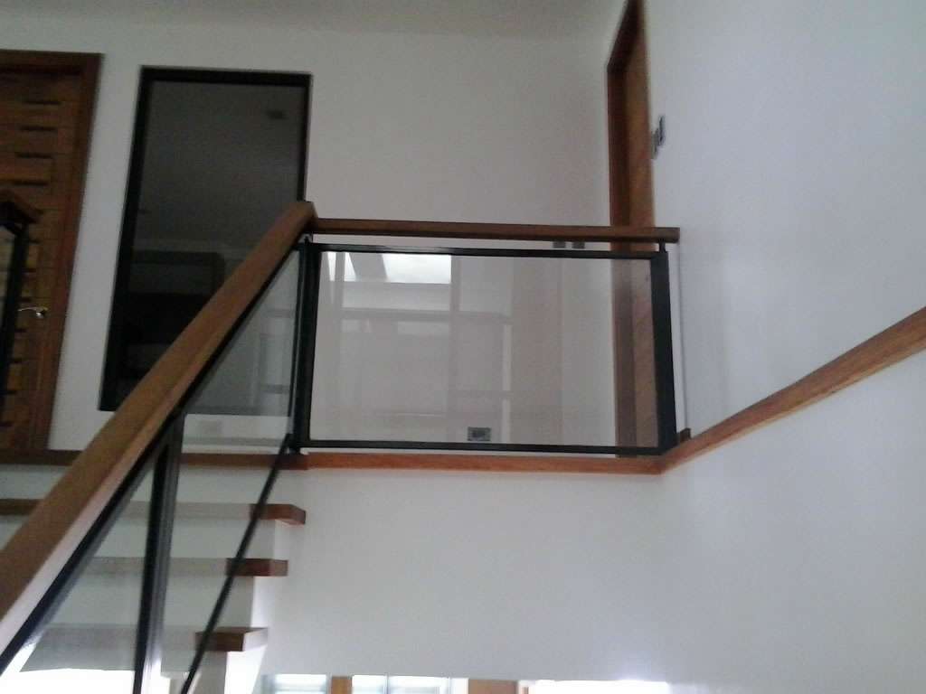 Stair Clear Tempered Glass with Wrought Iron Frame