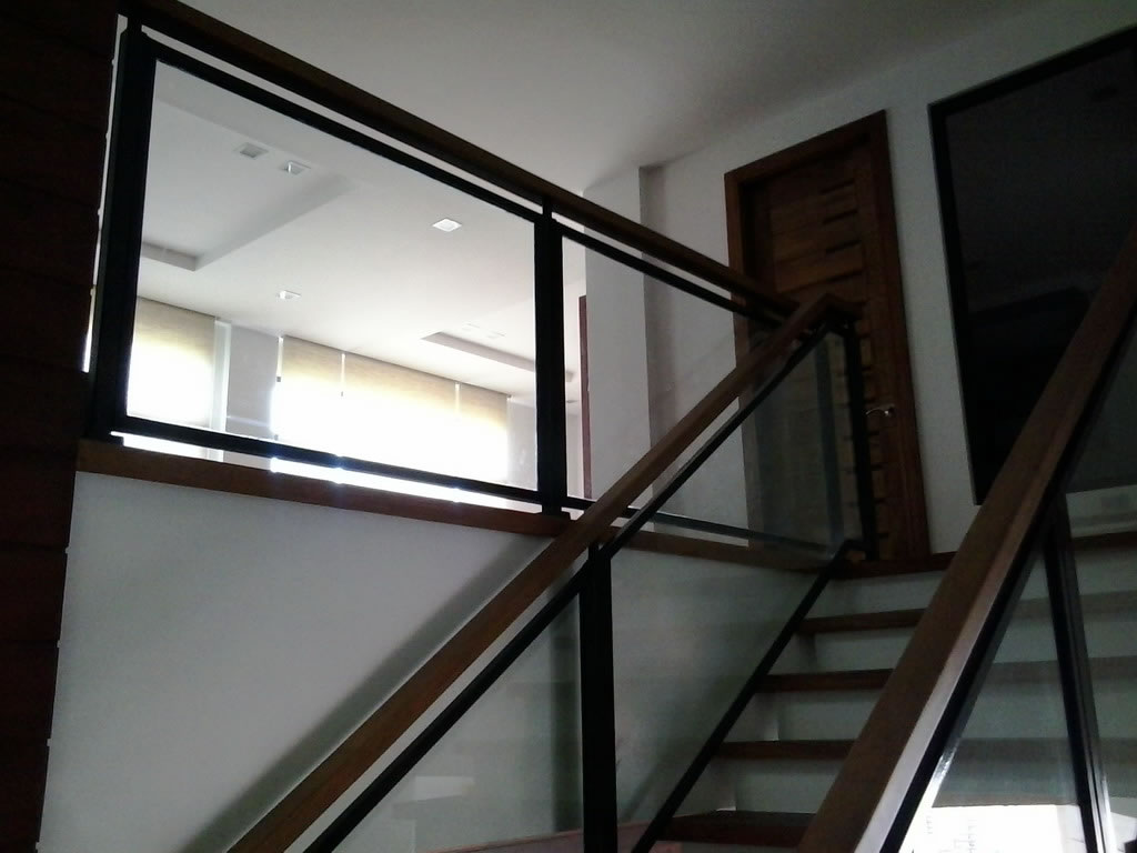 Stair Clear Tempered Glass with Wrought Iron Frame