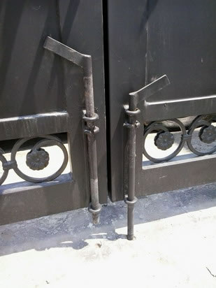 Wrought Iron Stair Railing, Entrance Gate, and False Balcony Railing