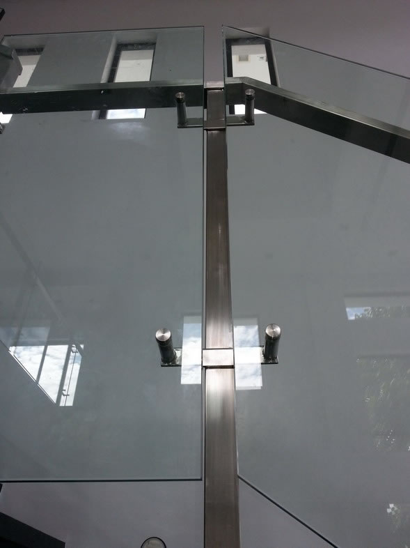 Glass Stair Railing in Stainless Frame Hairline