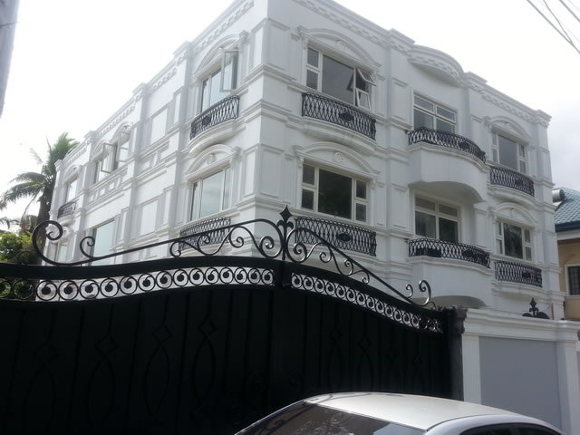 Wrought Iron Stair Railing, Entrance Gate, and False Balcony Railing