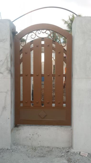 Wrought Iron Gate Wood Finish