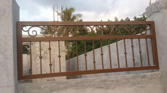 Wrought Iron Gate Wood Finish