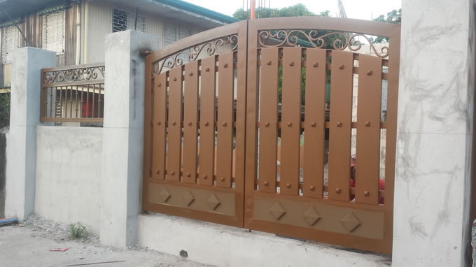 Wrought Iron Gate Wood Finish