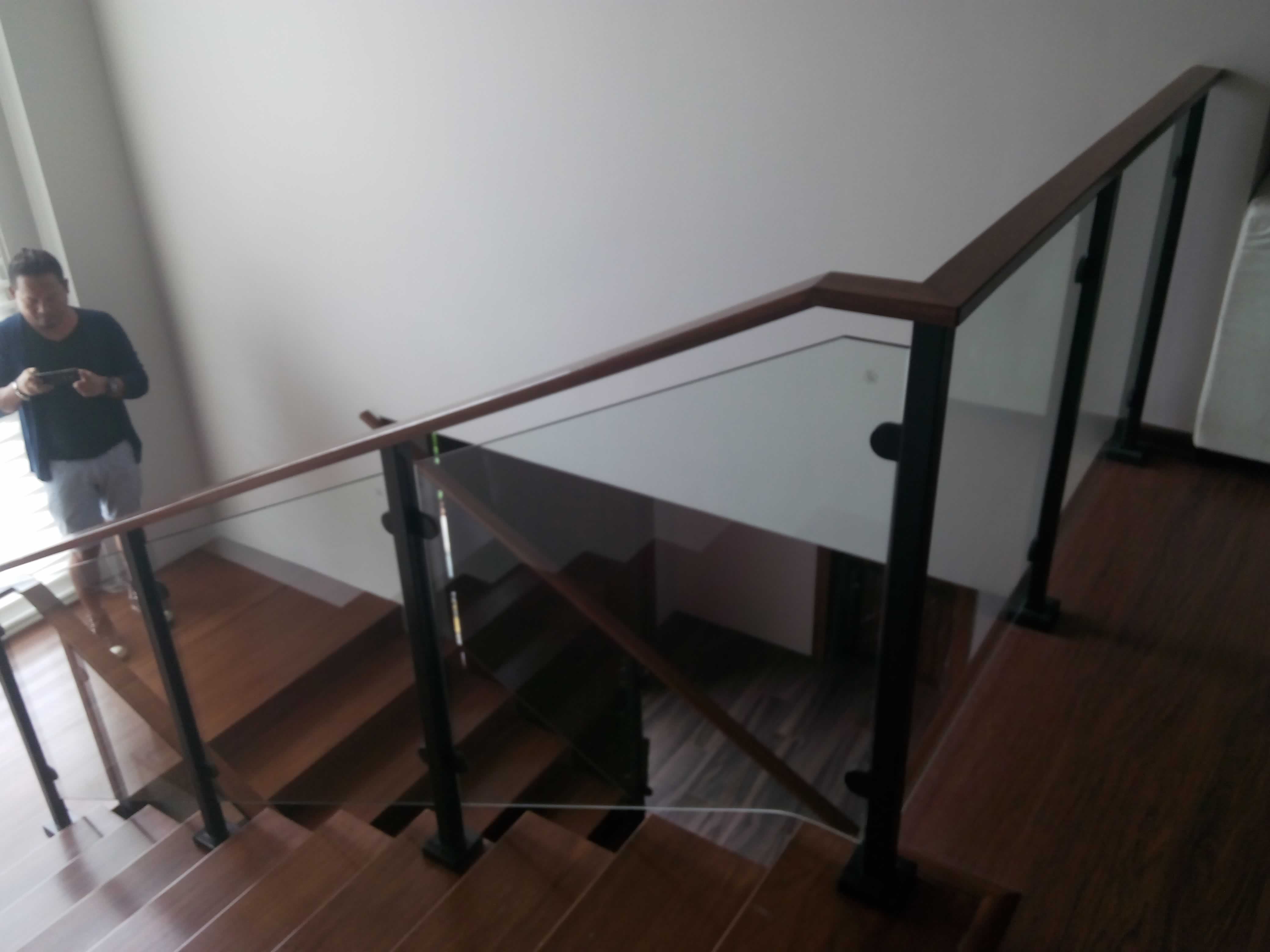 Glass Stair Railings Philippines in Metal Frame