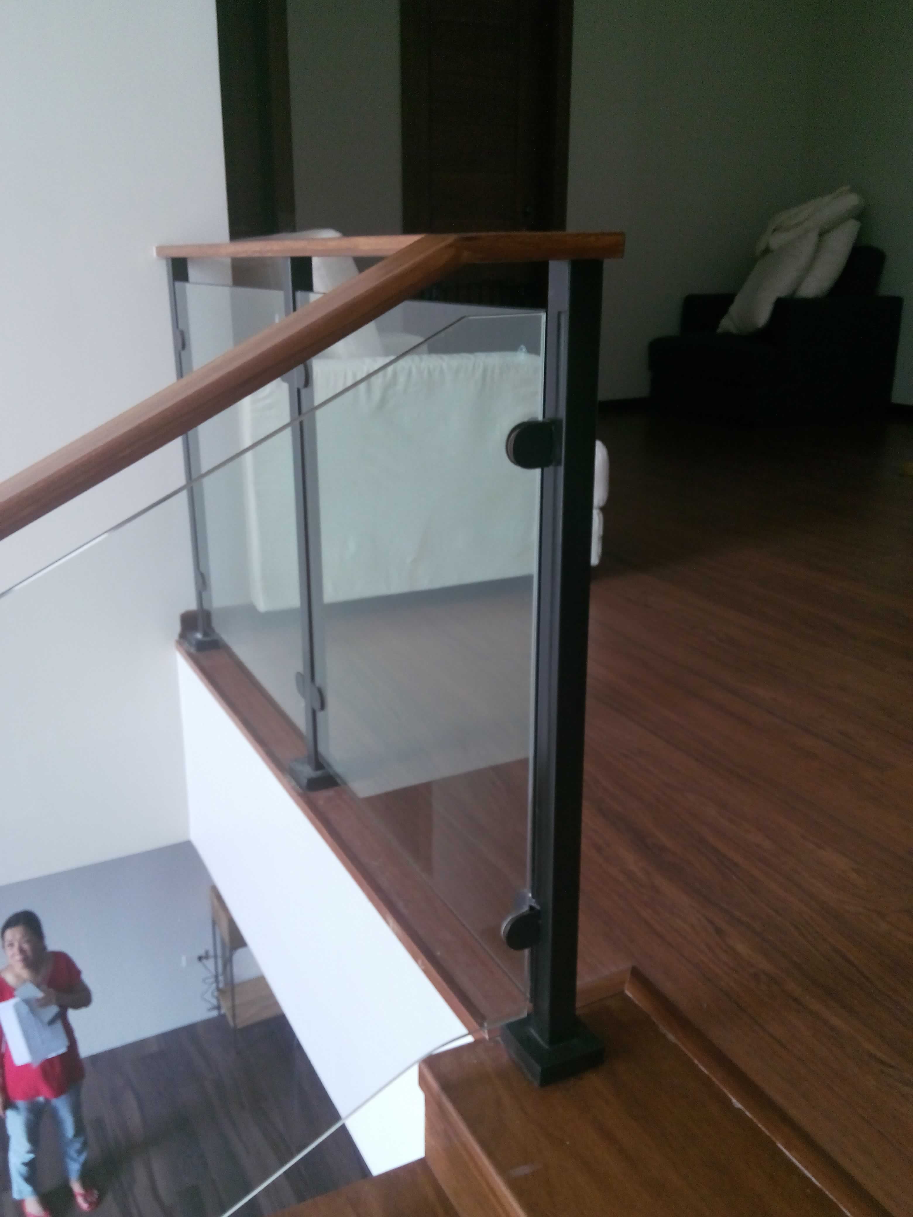 Glass Stair Railings Philippines in Metal Frame