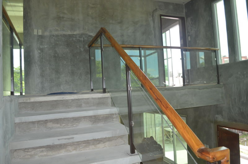 Glass Stair Railing in Metal Frame