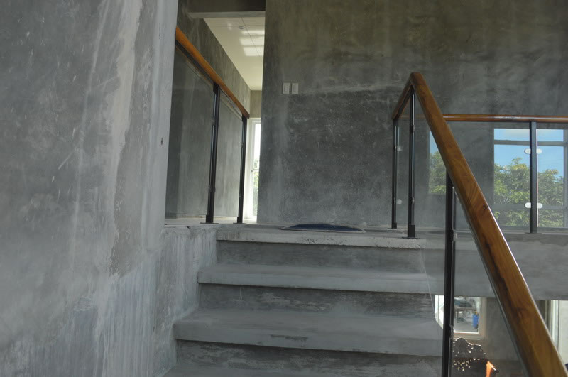 Glass Stair Railing in Metal Frame