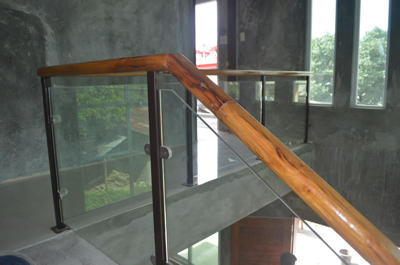 Glass Stair Railing in Metal Frame