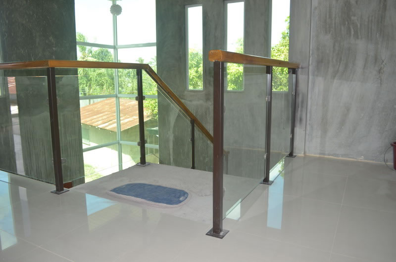 Glass Stair Railing in Metal Frame