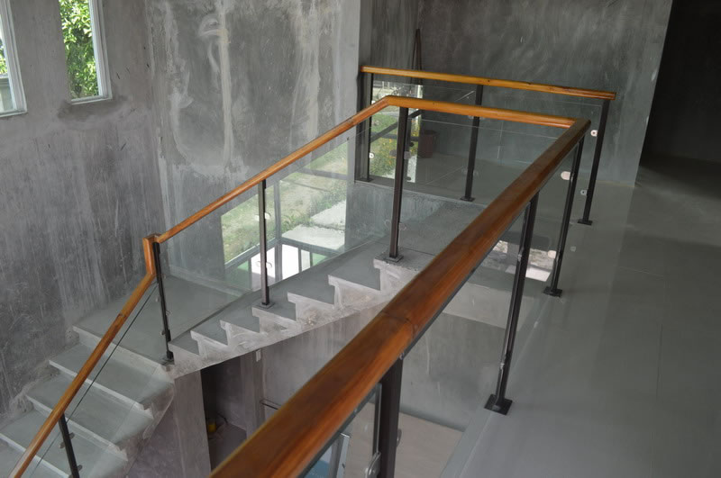 Glass Stair Railing in Metal Frame