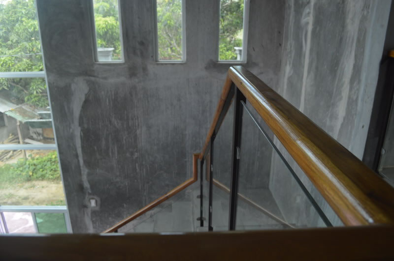 Glass Stair Railing in Metal Frame