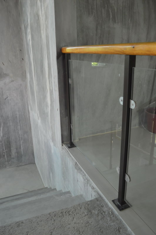 Glass Stair Railing in Metal Frame