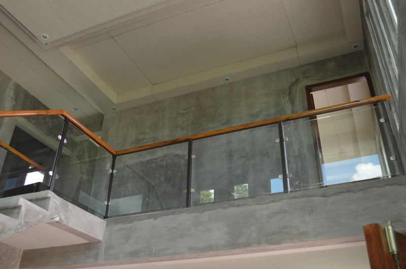 Glass Stair Railing in Metal Frame