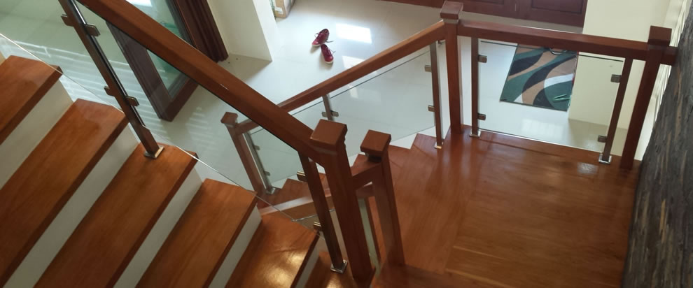 Glass Stair Railing With Wood Frames Philippines