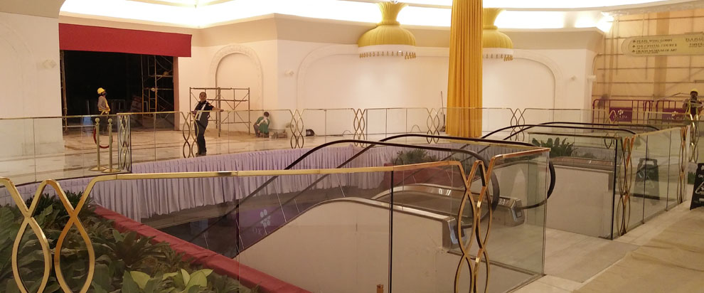 Glass Railing Gold Plated Frame