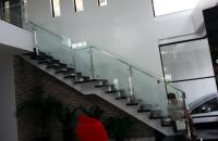 Glass Stair Railing in Stainless Frame Hairline